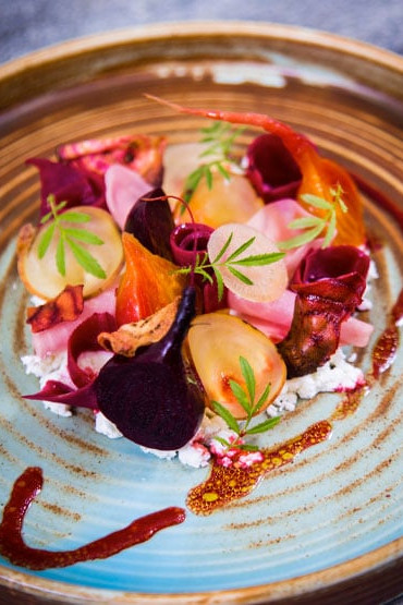 Beetroots with goats curd